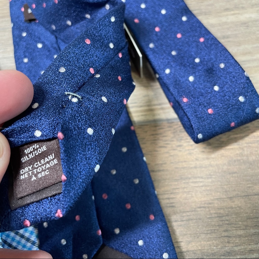 Michael Kors Blue Silk Neck Ties Plaid Polka Dot - Picture 8 of 9